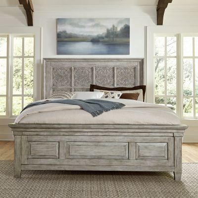 Liberty Furniture Heartland Carved Panel Bed in Antique White