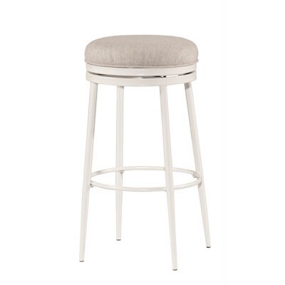Aubrie Backless Swivel Bar Stool in White
