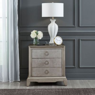 Liberty Furniture Montage Drawer Night Stand w/ Charging Station in Platinum
