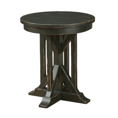 Kincaid Mill House 22" James Round End Table-Anvil Finish in dark brown