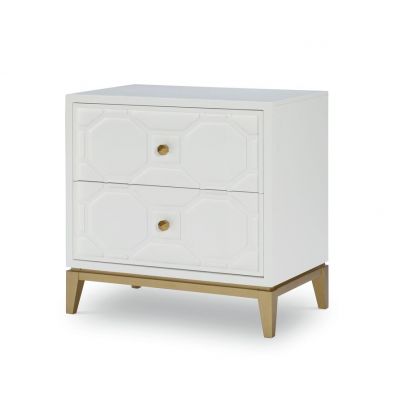 Legacy Classic Chelsea By Rachael Ray Night Stand W/ Lattice in White And Soft Gold