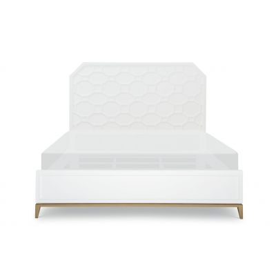 Legacy Classic Chelsea By Rachael Ray Queen Lattice Panel Bed in White And Soft Gold