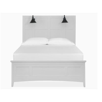 Magnussen Furniture Heron Cove Lamp Panel Bed with Regular Rails in Chalk White