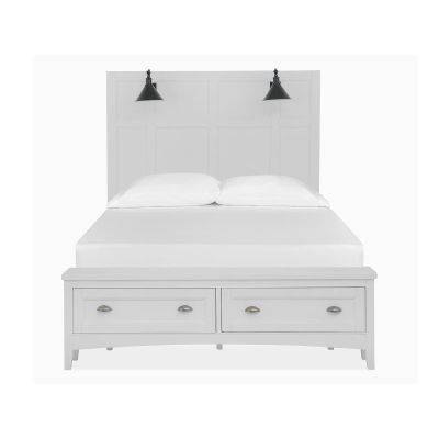 Magnussen Furniture Heron Cove Lamp Panel Storage Bed in Chalk White