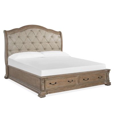 Magnussen Furniture Marisol Sleigh Storage Upholstered Bed in Fawn