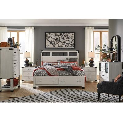 Magnussen Furniture Harper Springs Panel Storage Bed w/Metal/Wood Headboard Bedroom Set