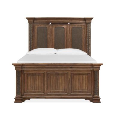 Magnussen Furniture Lariat Panel Bed in Roasted Pecan Saddle Brown