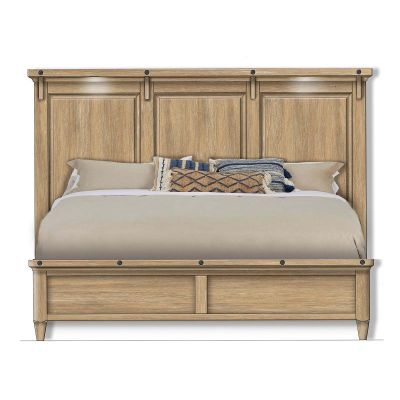 Magnussen Furniture Lynnfield Lighted Panel Bed in Weathered Fawn