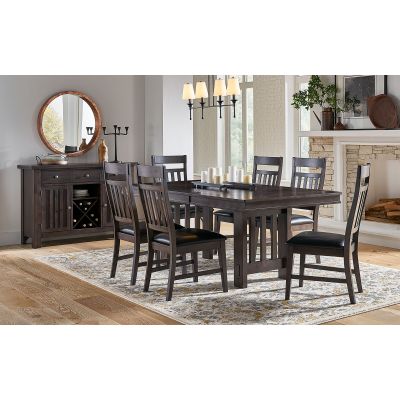 A-America Bremerton 60 Inch Extendable Warm Gray Trestle Rectangular Dining Table