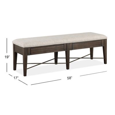 Magnussen Furniture Westley Falls Bench with Upholstered Seat in Graphite