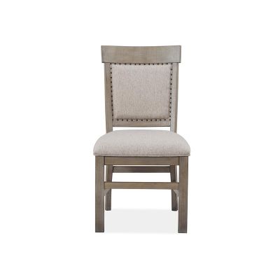 Magnussen Furniture Tinley Park Dining Side Chair with Upholstered Seat and Back in Dove Tail Grey