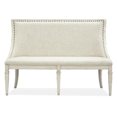 Magnussen Furniture Newport Bench w/Upholstered Seat & Back in Alabaster