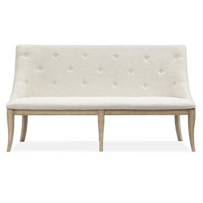 Magnussen Furniture Harlow Dining Bench w/Upholstered Seat & Back in Weathered Bisque