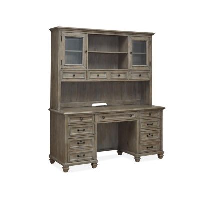 Magnussen Furniture Lancaster Credenza with Hutch in Dovetail Grey