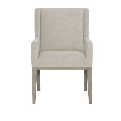 Bernhardt Linea Upholstered Dining Arm Chair in Cerused Greige