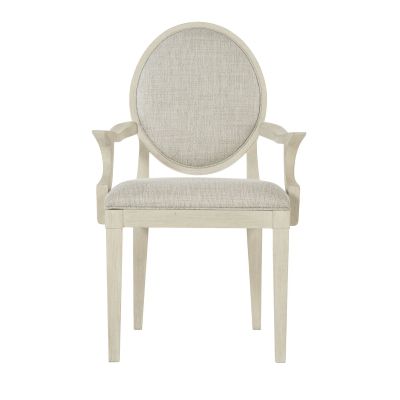 Bernhardt East Hampton Oval Back Arm Chair in Cerused Linen