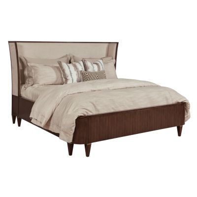 American Drew Vantage Walnut Veneers Morris Upholstered Queen Bed