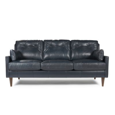 Trevin Blue Leather Sofa