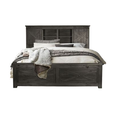 A-America Sun Valley Charcoal Storage Headboard with Storage Footboard Bed