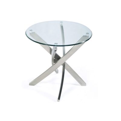 Magnussen Furniture Zila Round End Table in Brushed Nickel