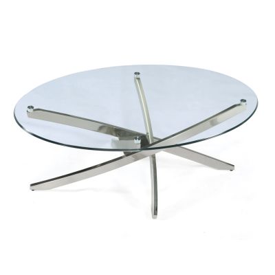 Magnussen Furniture Zila Oval Cocktail Table in Brushed Nickel