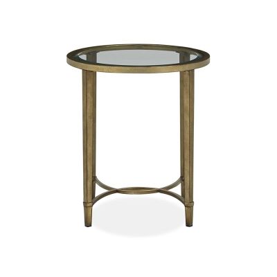 Magnussen Furniture Copia Oval End Table in Antiqued Silver with Gold Tint