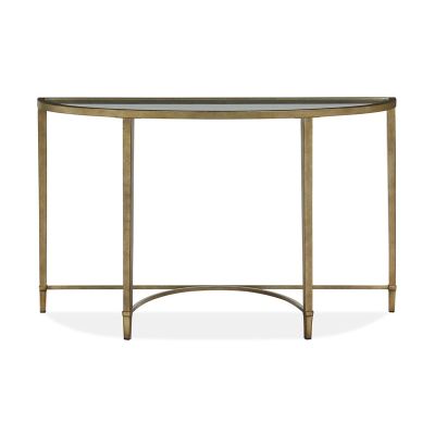 Magnussen Furniture Copia Demilune Sofa Table in Antiqued Silver with Gold Tint