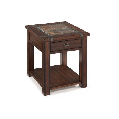 Magnussen Furniture Roanoke Rectangular End Table in Cherry and Slate