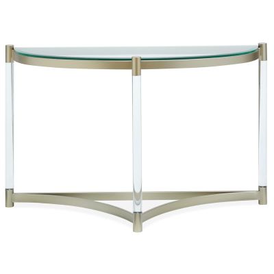 Magnussen Furniture Silas Round Demilune Sofa Table in Platinum