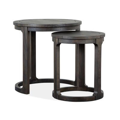 Magnussen Furniture Boswell Round Nesting End Table in Peppercorn