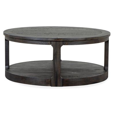 Magnussen Furniture Boswell Round Cocktail Table w/Casters in Peppercorn