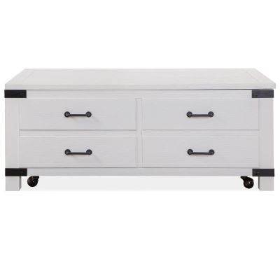 Magnussen Furniture Harper Springs Lift Top Storage Cocktail Table w/Casters in Silo White