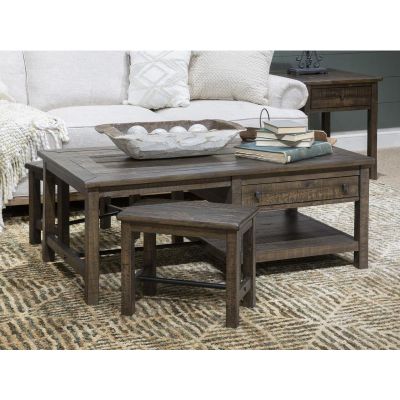 Magnussen Furniture Smithton Rectangular Cocktail Table w/2 Stools in Homestead Brown